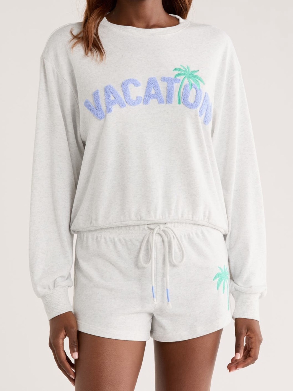 PJ Salvage Vacay Vibes Short Pajama Set NWT in Heather Cloud Size XL